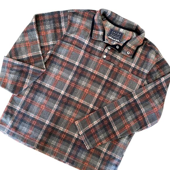 JACHS NY Men's Plaid Fleece Pullover 1/4 Button Outdoors M - Picture 1 of 9